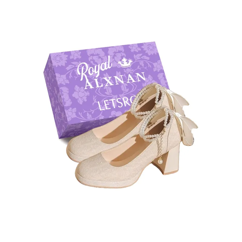 Alxnan Chunky Heel High Heels Women's Champagne-0
