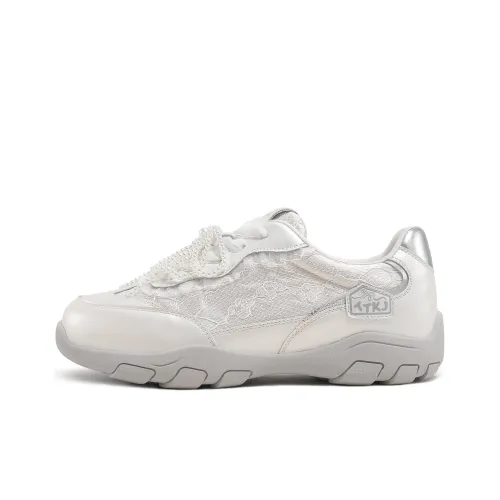 TTKJ Trendy Lace Design Ballet Dad Shoes Slip Resistant, Height Increasing, And Breathable Low Top Casual Shoes Women's