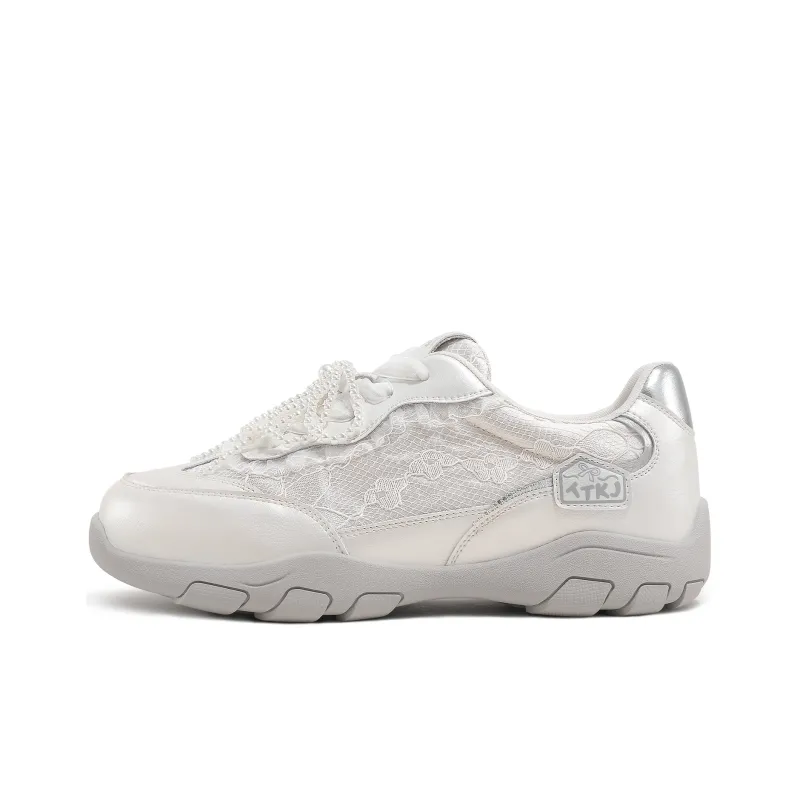 TTKJ Trendy Lace Design Ballet Dad Shoes Slip Resistant, Height Increasing, And Breathable Low Top Casual Shoes Women's-0