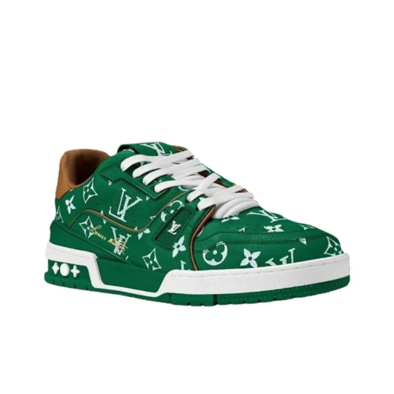 LOUIS VUITTON Trainer Low Top Skateboard Shoes Men's Green-1