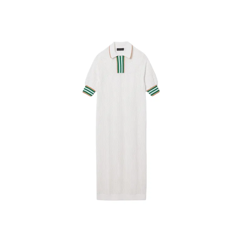 LACOSTE Short Sleeved Dress Women's White-0
