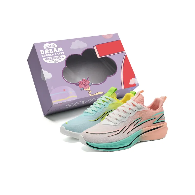 7 SEVFUN Running Shoes Unisex Low Top Pink Green Mismatched-5