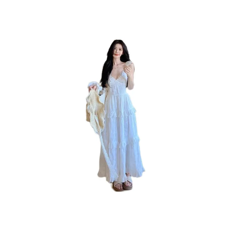 GOSO Slip Dresses Women's 'Camellia White Moonlight' Dress-0