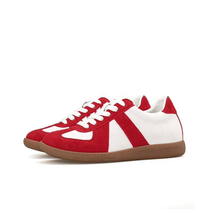 Mengsai Cushioning, Wear Resistant Low Top Skateboard Shoes Unisex White Red-1