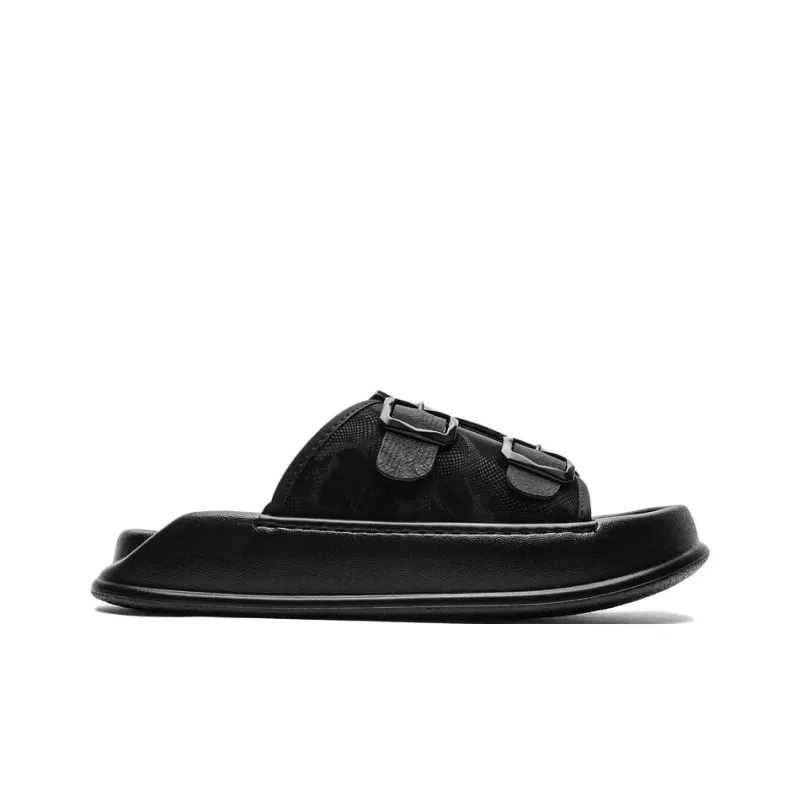 JIETEGONGYANG Rubber Sole Slip Resistant Abrasion Resistant Cushioning Slide Slippers Men's Black-1