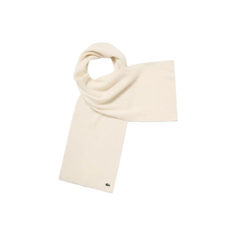 LACOSTE Wool Nylon Knit Scarves Women's White-1