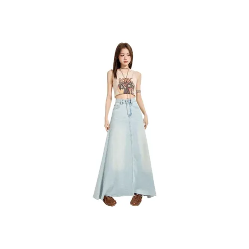 7 SEVFUN Denim Long Skirt Women's