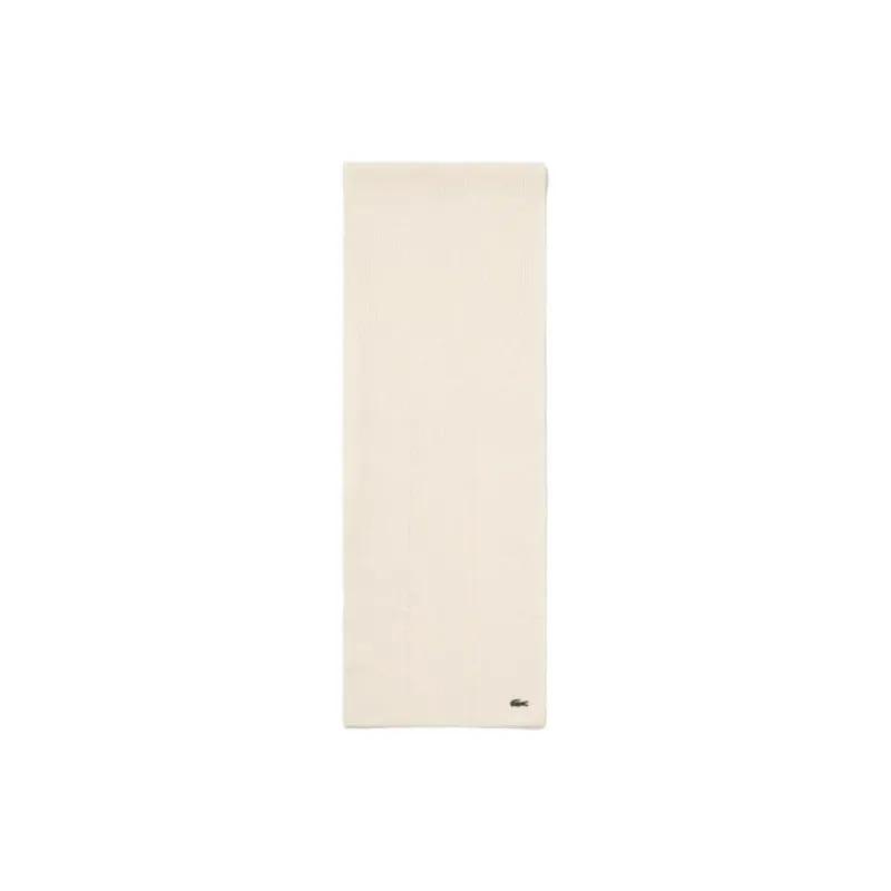 LACOSTE Wool Nylon Knit Scarves Women's White-0