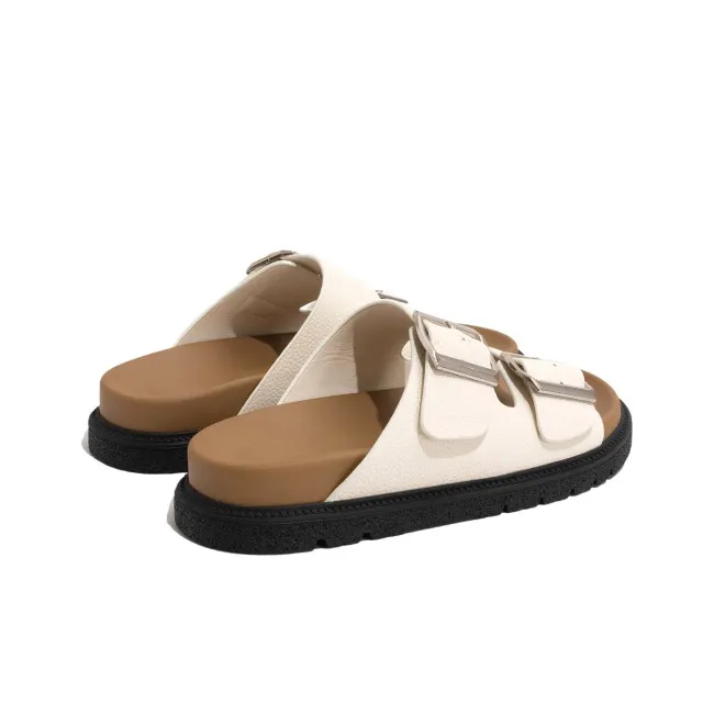 Old Meow Rubber Sole Stitching Leather Patchwork Slip Resistant Quick Dry Slide Slippers Women's-1