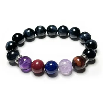 CUIJING Natural Tiger's Eye Stone Lucky Collectible Beaded Bracelet Unisex