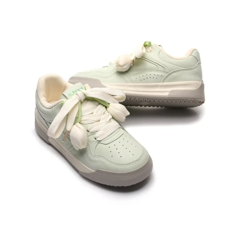 Feiyue Girly Heart Series Cushioning, Abrasion Resistant, Height Increasing Low Top Casual Shoes Women's Green-3