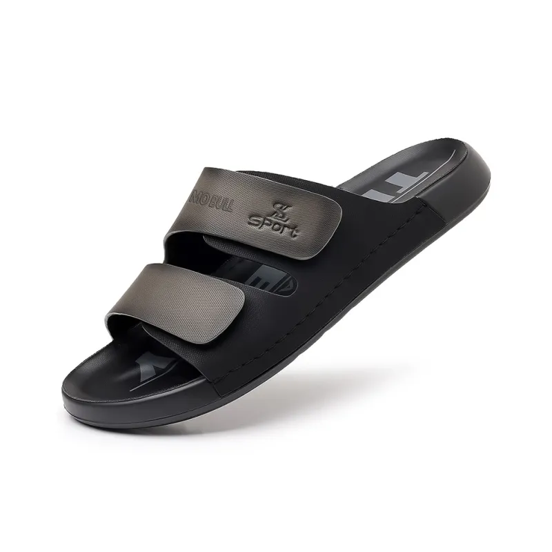XIMO BULL Rubber Sole Stitching Leather Patchwork Odor Resistant Slide Slippers Men's-9