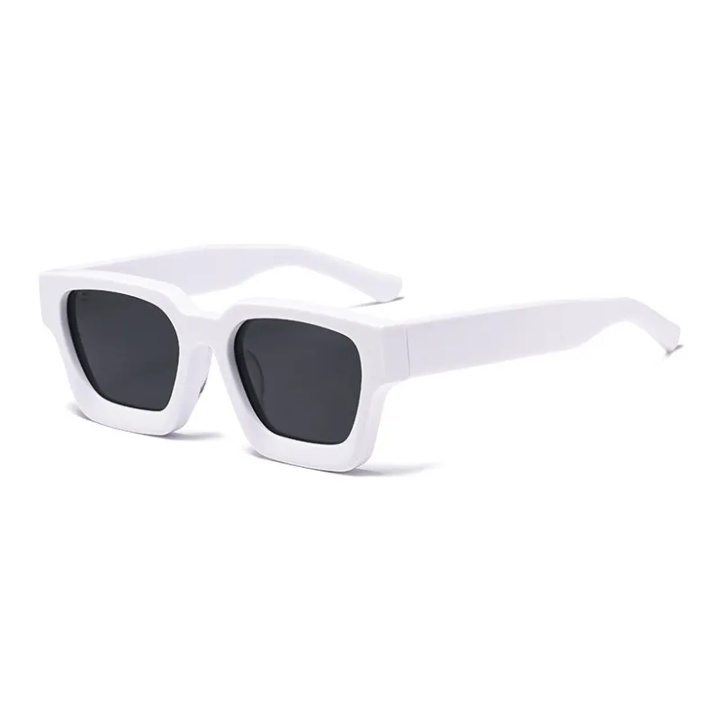 Thunder Pailong Plate Frame Square Sunglasses Unisex Black, White, Gray-7
