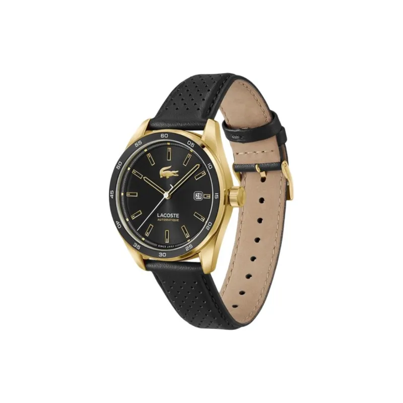LACOSTE Wrist Watch Automatic Mechanical Movement Cow Leather Strap 40mm Black Dial Men's Watches-2