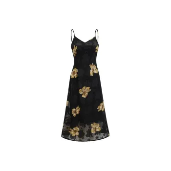 Udon House Slip Dresses Women's Black Gold Camisole Dress