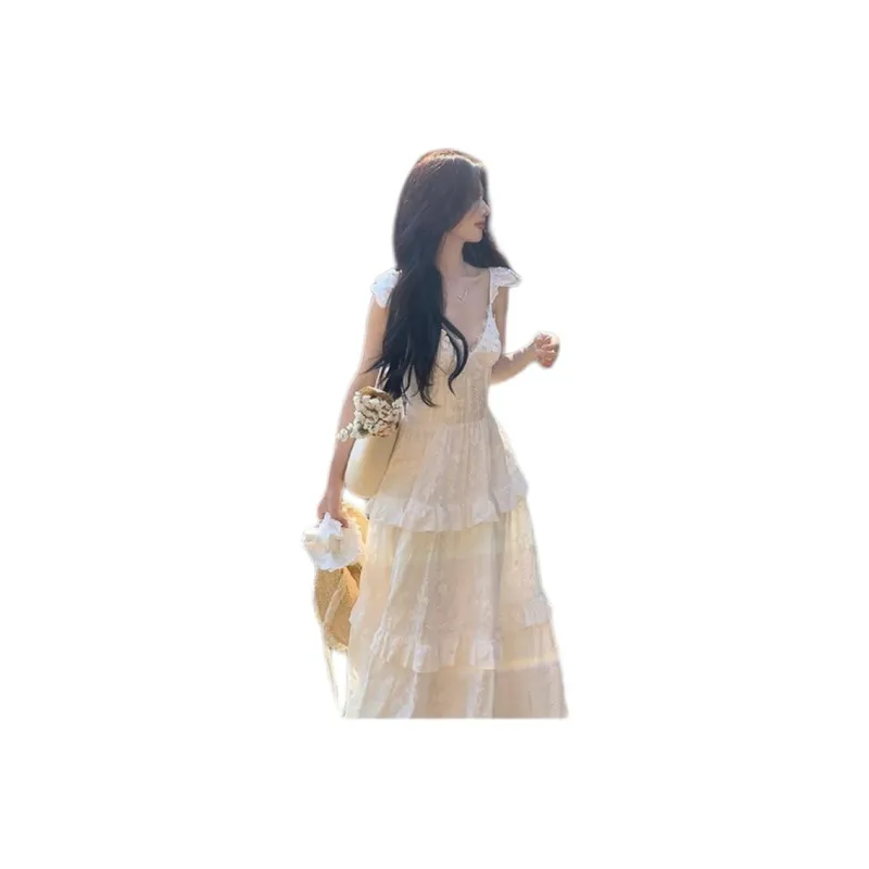 GOSO Slip Dresses Women's 'Camellia White Moonlight' Dress-4