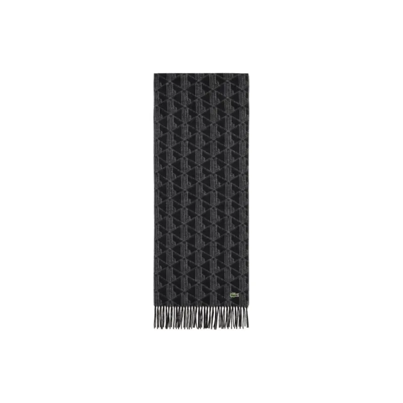 LACOSTE Polyester Knit Scarves Men's Gray-1