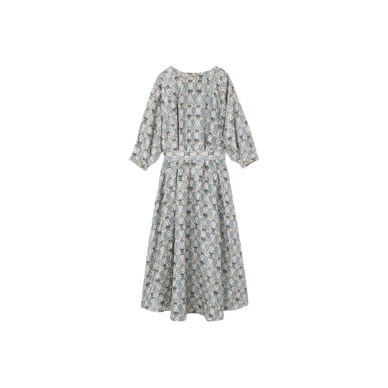 Loro Piana SS25 Long Sleeved Dress Women's Deep Lagoon Water-1