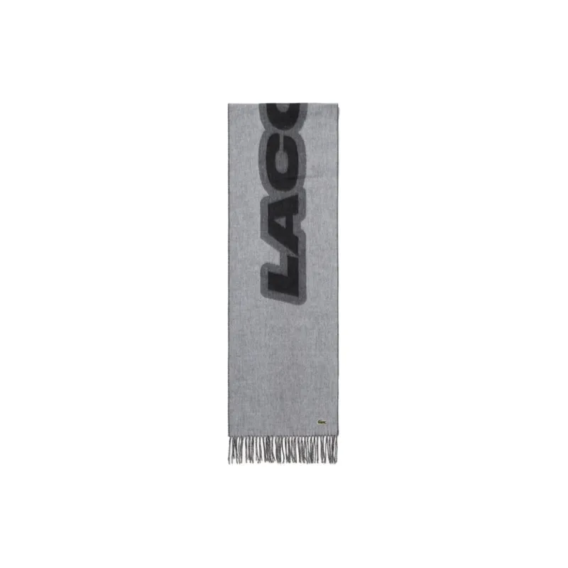 LACOSTE Polyester, Recycled Polyester Knit Scarves Men's Gray-1