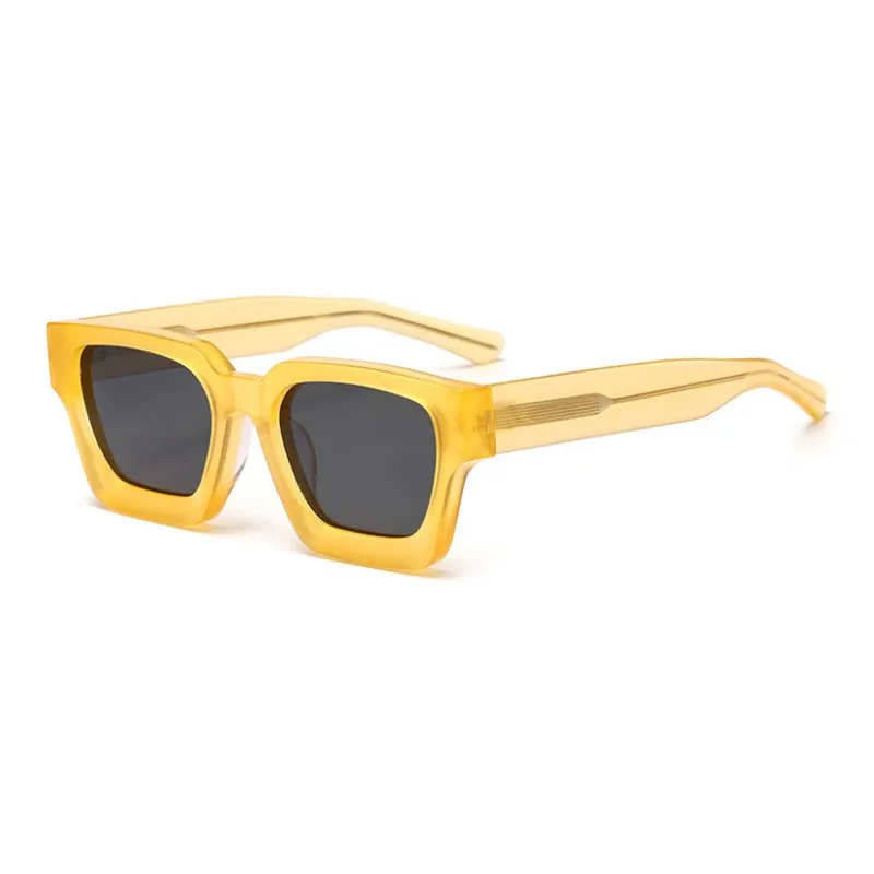 Thunder Pailong Plate Frame Square Sunglasses Unisex Black, White, Gray-8