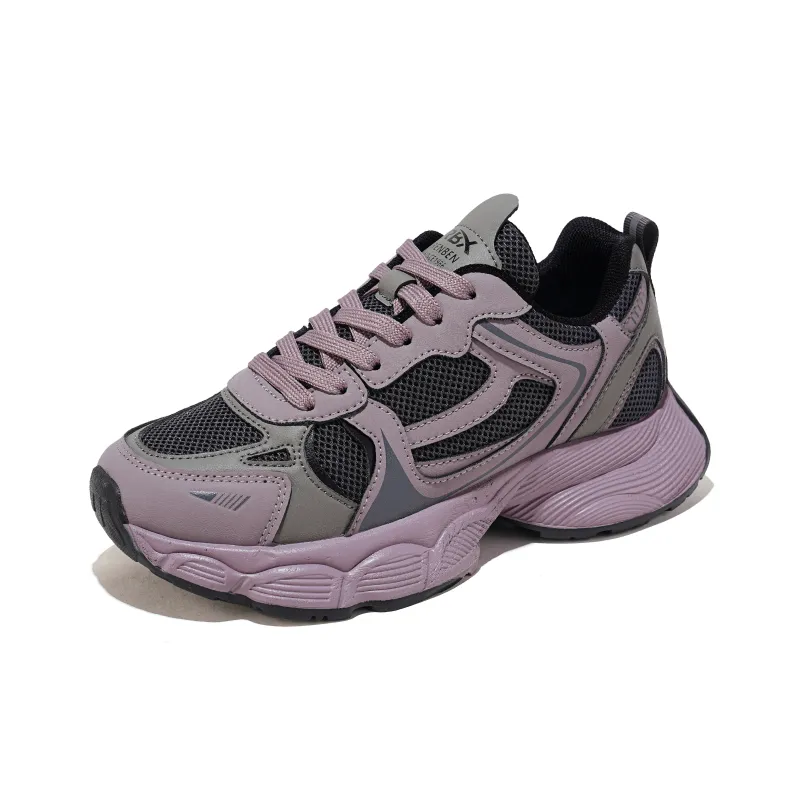 RENBEN Breathable Lightweight Height Increasing Low Top Chunky Sneakers Women's Purple-2