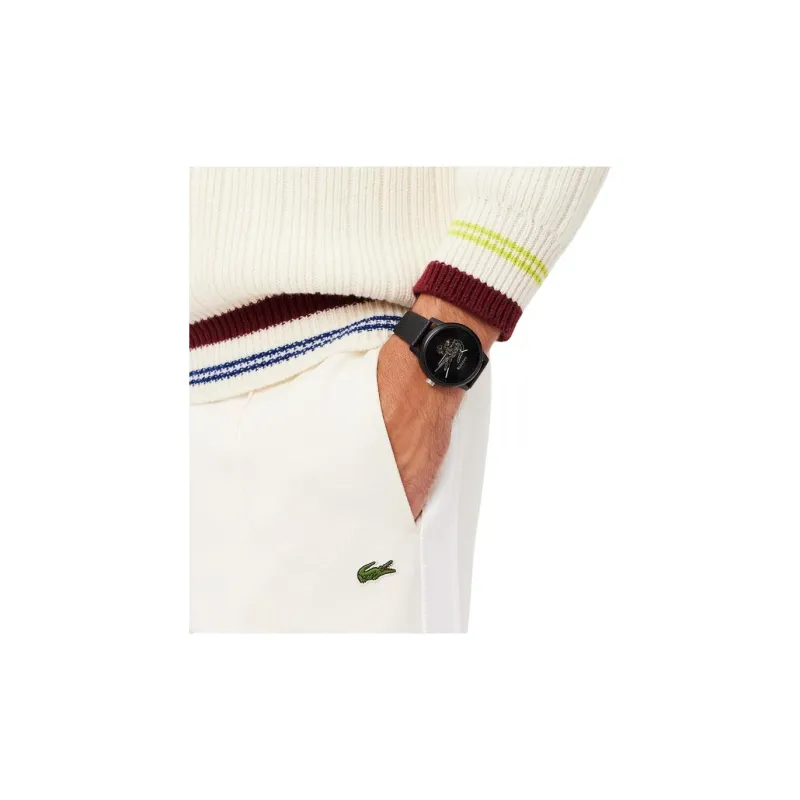LACOSTE Wrist Watch Automatic Mechanical Movement Cow Leather Strap 44mm Black Dial Men's Watches-3