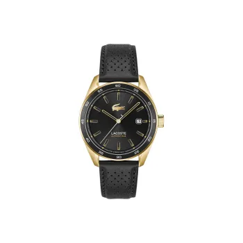 LACOSTE Wrist Watch Automatic Mechanical Movement Cow Leather Strap 40mm Black Dial Men's Watches