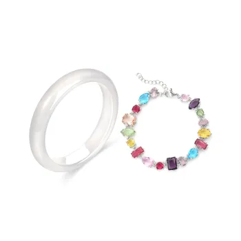 JIACUIYUN Glass Cat Eye Bangles Unisex