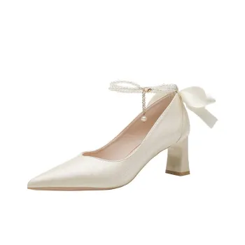 Puppytown Chunky Heel High Heels Women's Beige