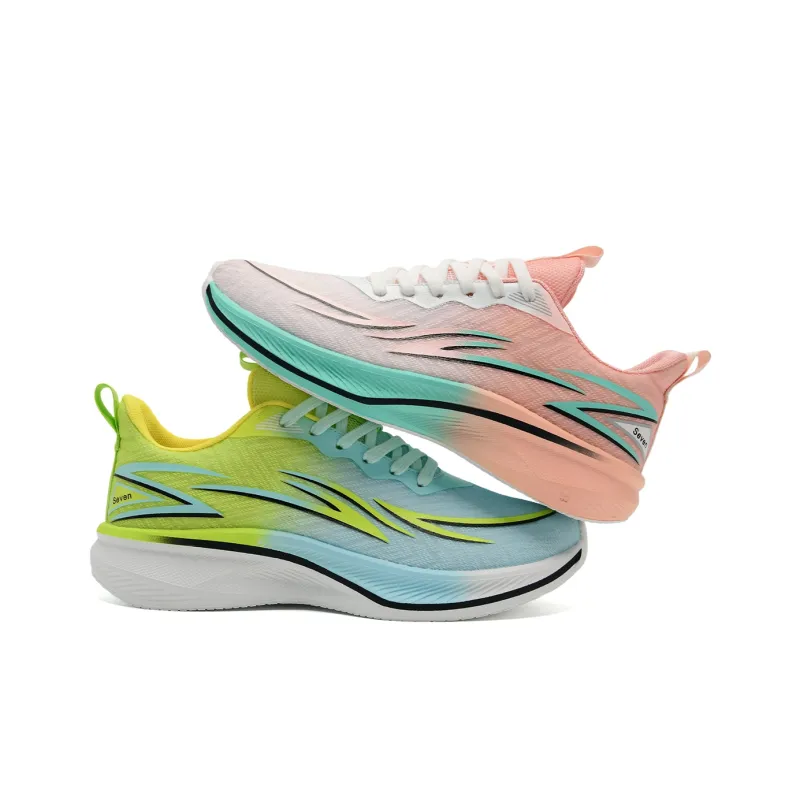 7 SEVFUN Running Shoes Unisex Low Top Pink Green Mismatched-2