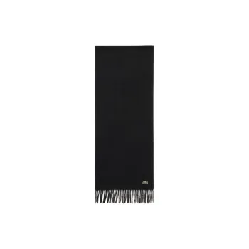 LACOSTE Polyester, Recycled Polyester Knit Scarves Men's Black