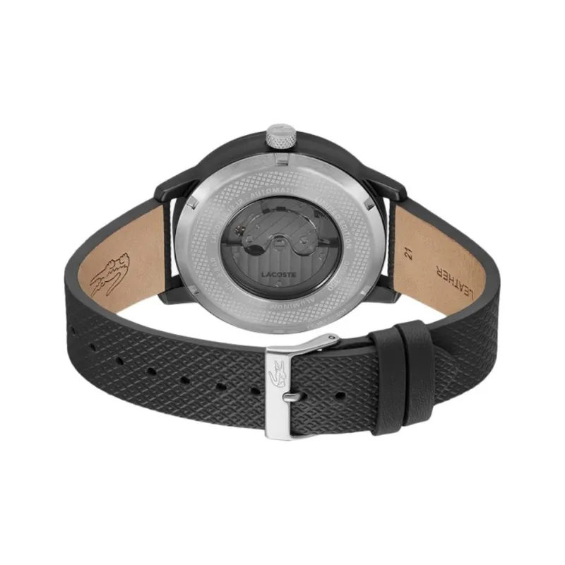 LACOSTE Wrist Watch Automatic Mechanical Movement Cow Leather Strap 44mm Black Dial Men's Watches-2