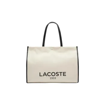 LACOSTE Cotton Canvas Bag, Tote Bag, Shopping Bag, Handbag Unisex Beige