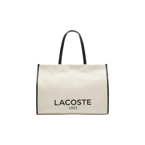 LACOSTE Cotton Canvas Bag, tote Pre-Owned Bag, Shopping Bag, Handbag Unisex Beige