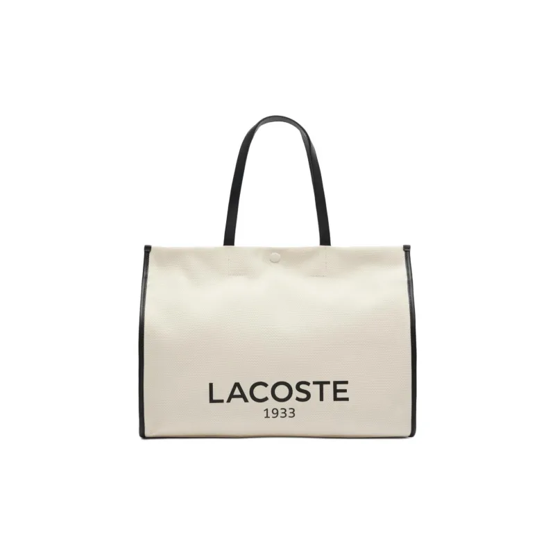 LACOSTE Cotton Canvas Bag, Tote Bag, Shopping Bag, Handbag Unisex Beige-0