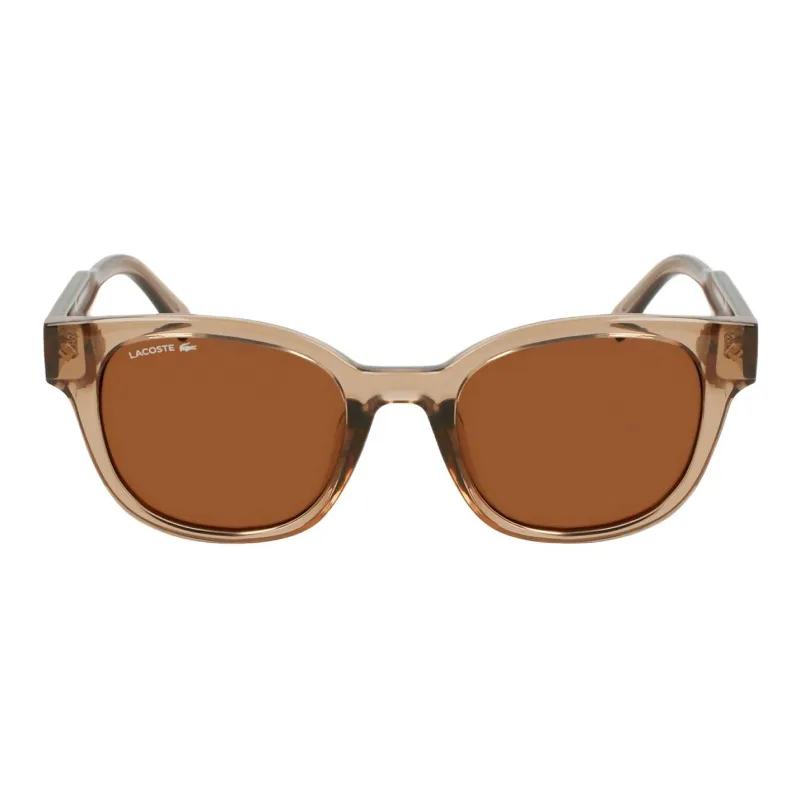 LACOSTE Plastic Square Sunglasses Men's Brown-1
