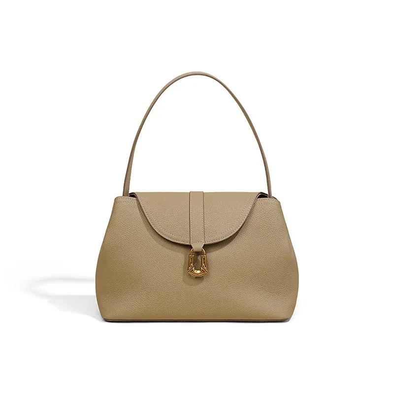 Bullrun Cow Leather One Shoulder Handbag Women's Gray-3