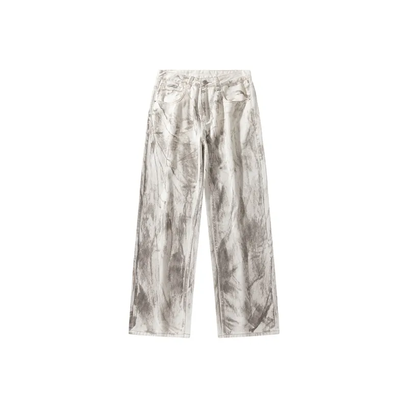 ZENGZHI Jeans Unisex White Distressed Pants-0