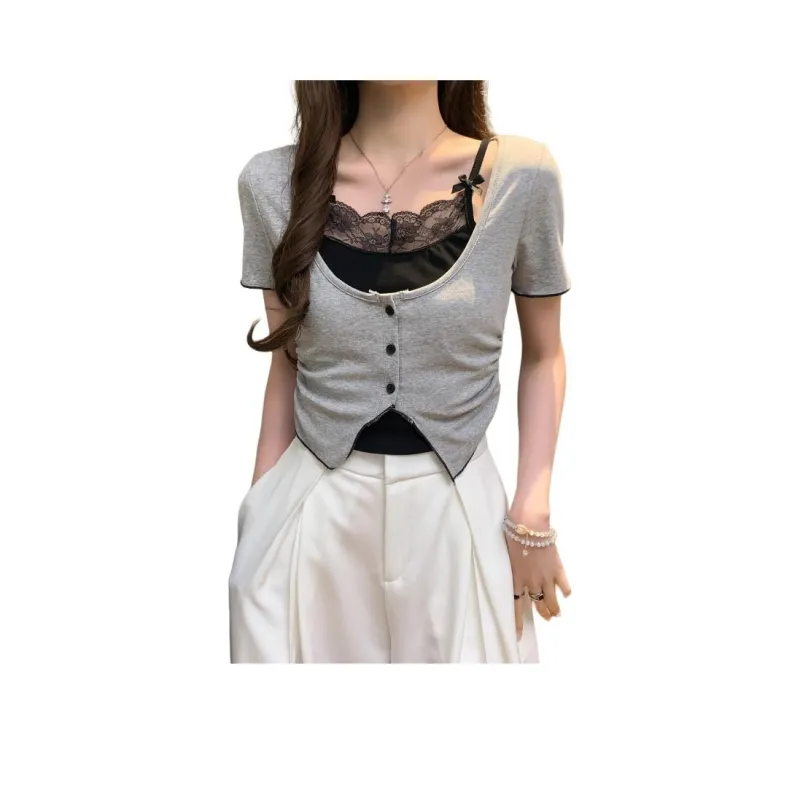 Flowers In Water Set in Sleeve T Shirt Women's-2