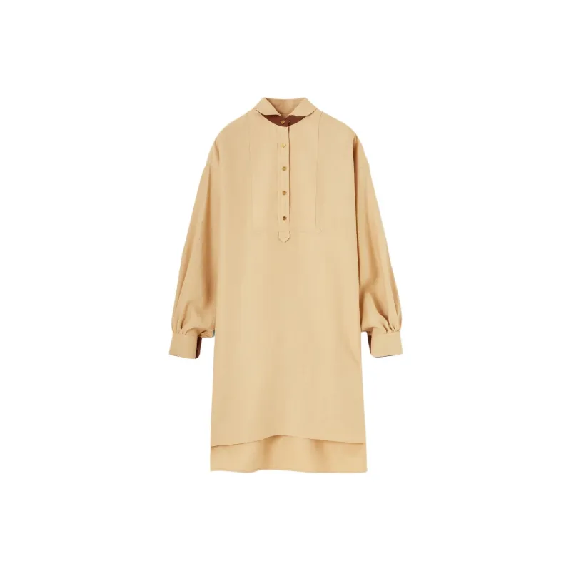 Loro Piana SS25 Long Sleeved Dress Women's Golden Sand Beach-0