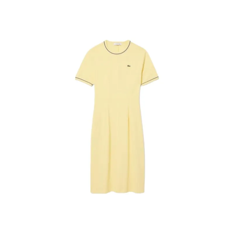 LACOSTE Short Sleeved Dress Women's Yellow-0