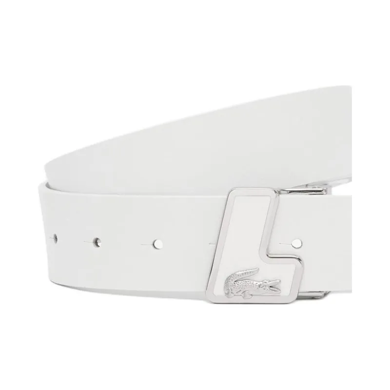 LACOSTE Cow Leather Belts Men's White Width 3.5CM-1