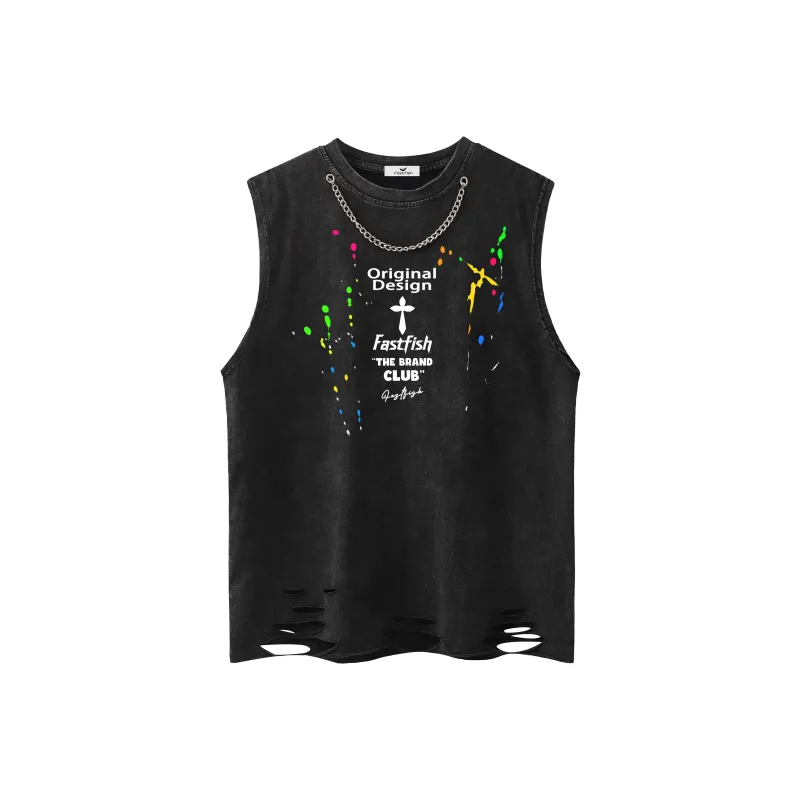FASTFISH Tank Tops Unisex Washed Black-0