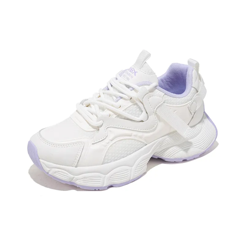 RENBEN Balance Lightweight Height Increasing Low Top Chunky Sneakers Women's White Purple-2