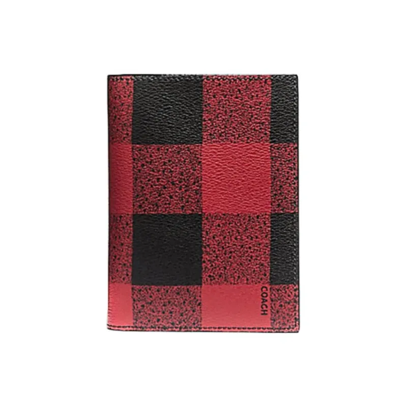 COACH Coated Canvas Clutch Wallet With Passport Holder Men's Red/Black Antique Nickel-0