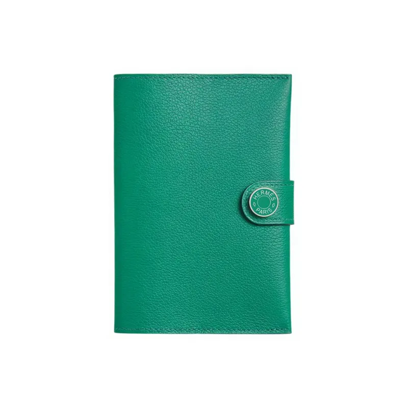 HERMES Evercolor Calfskin Card Holders Passport Holders Men's Iridescent Green-0