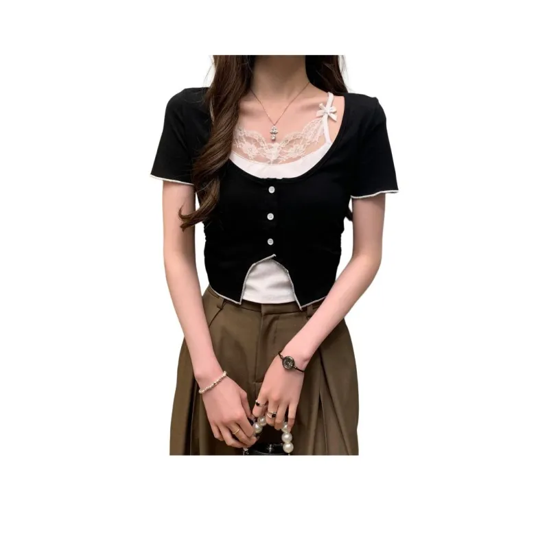 Flowers In Water Set in Sleeve T Shirt Women's-4