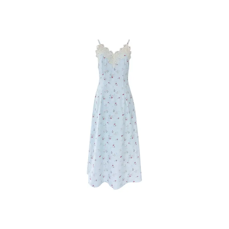 Udon House Slip Dresses Women's Sky Blue Camisole Dress-0