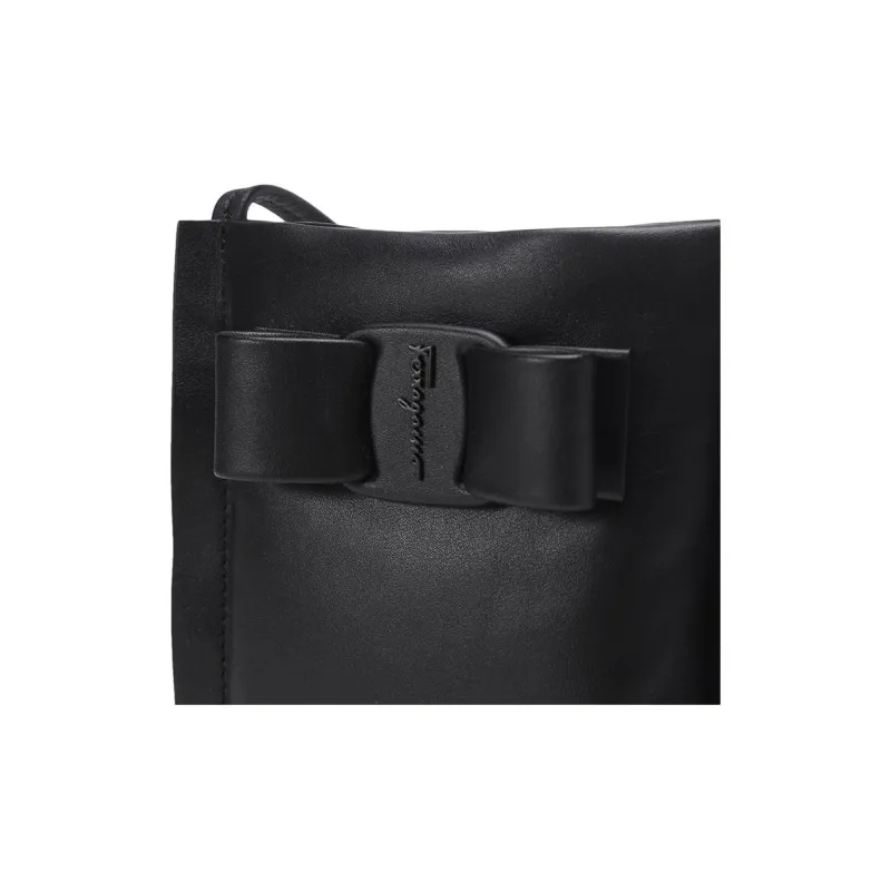 FERRAGAMO Cow Leather Cell Phone Pouch Crossbody Bag Shoulder Bag Women's Black-4