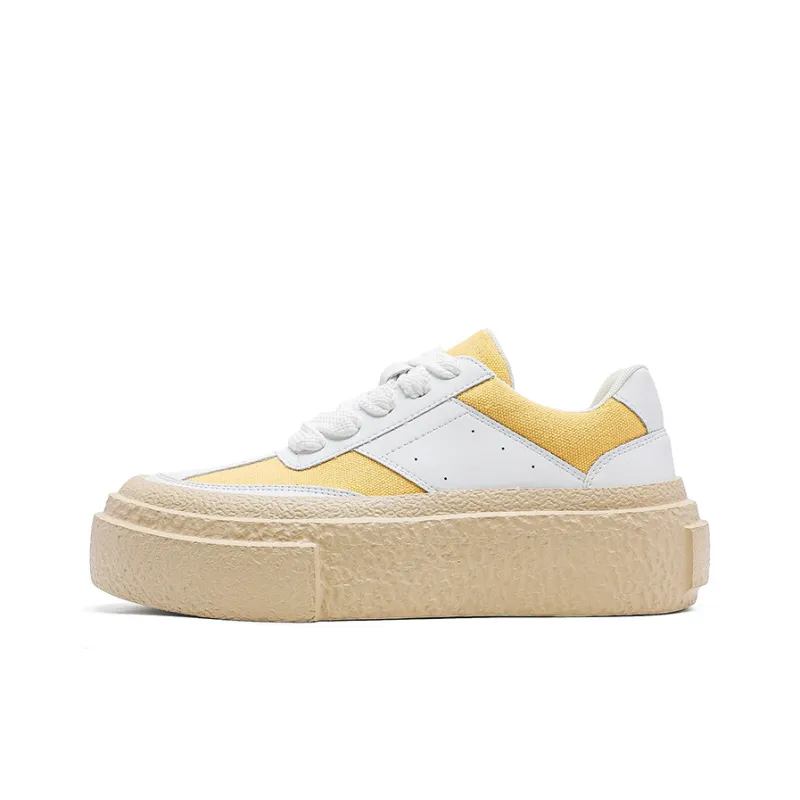 WEISHIBANGWEI Height Increasing Low Top Skateboard Shoes Men's Yellow-0